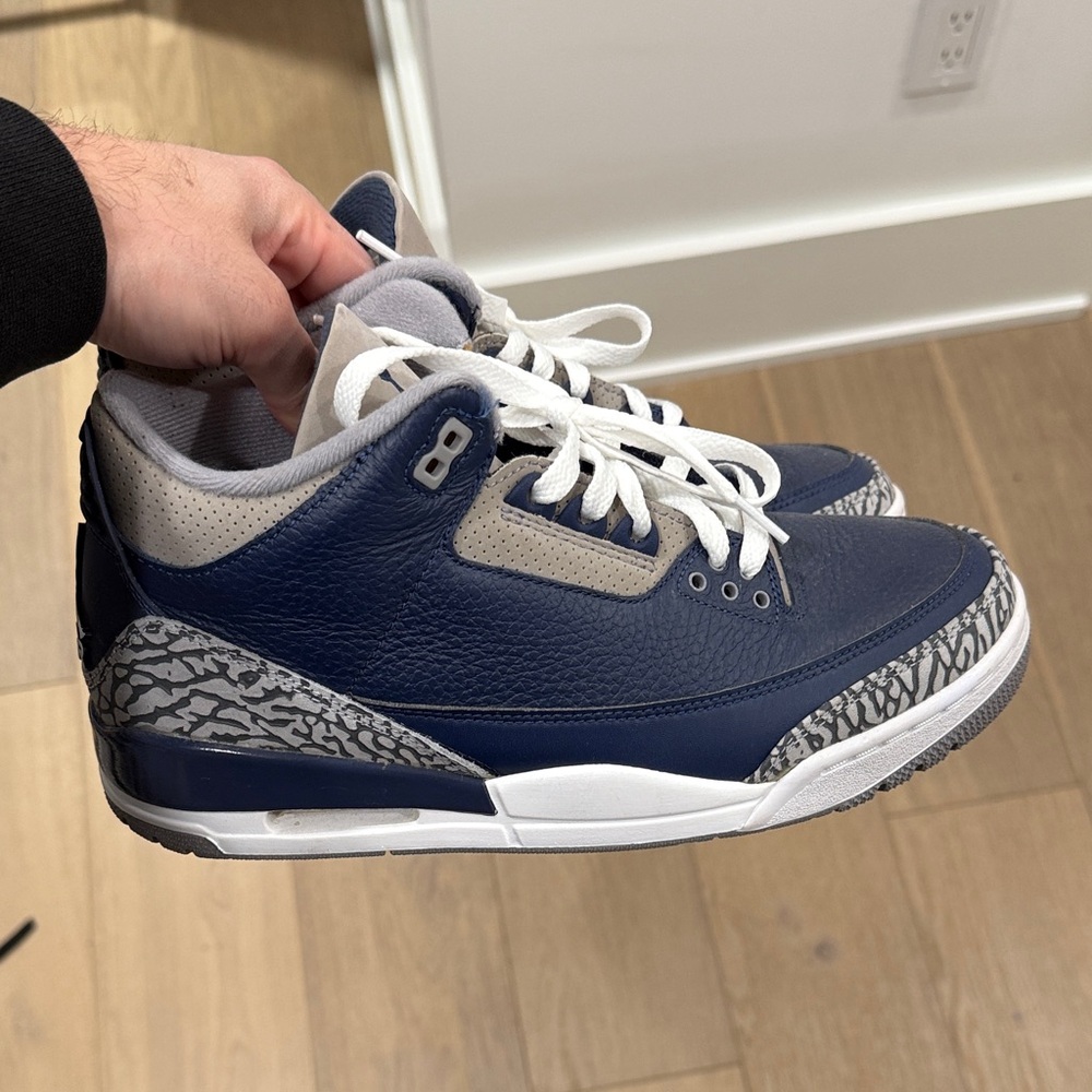 Jordan 3 Men's Dark Blue and Gray Sneakers